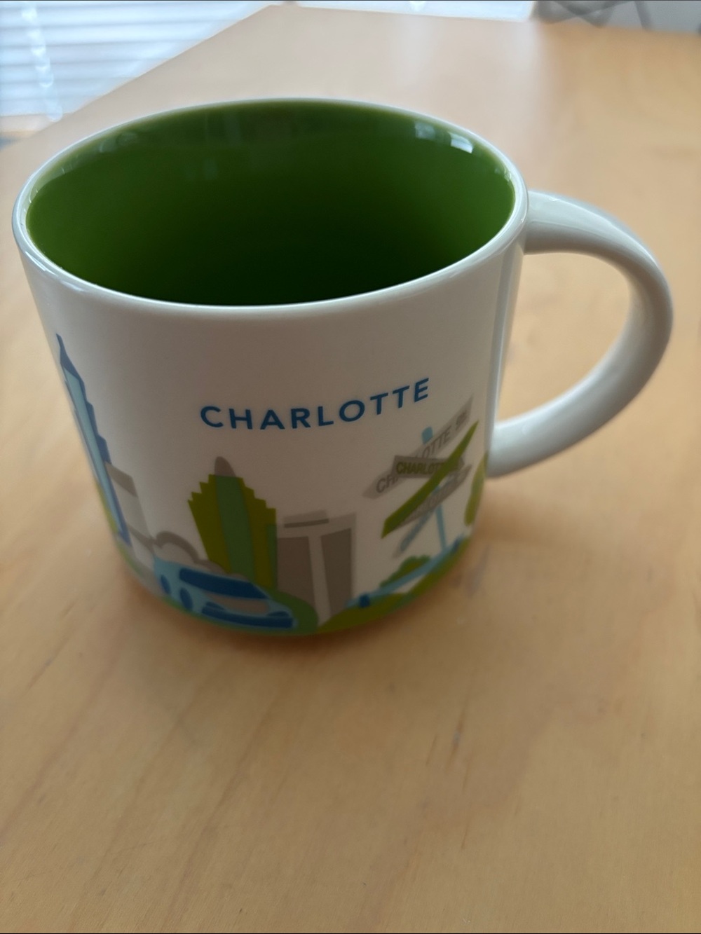 Starbucks Charlotte City Mug - White Exterior with Green Interior